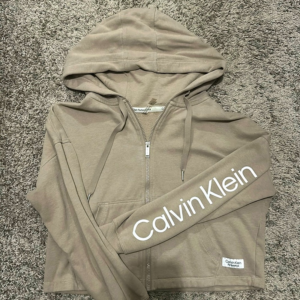 Calvin Klein Cropped Zip Up Hoodie